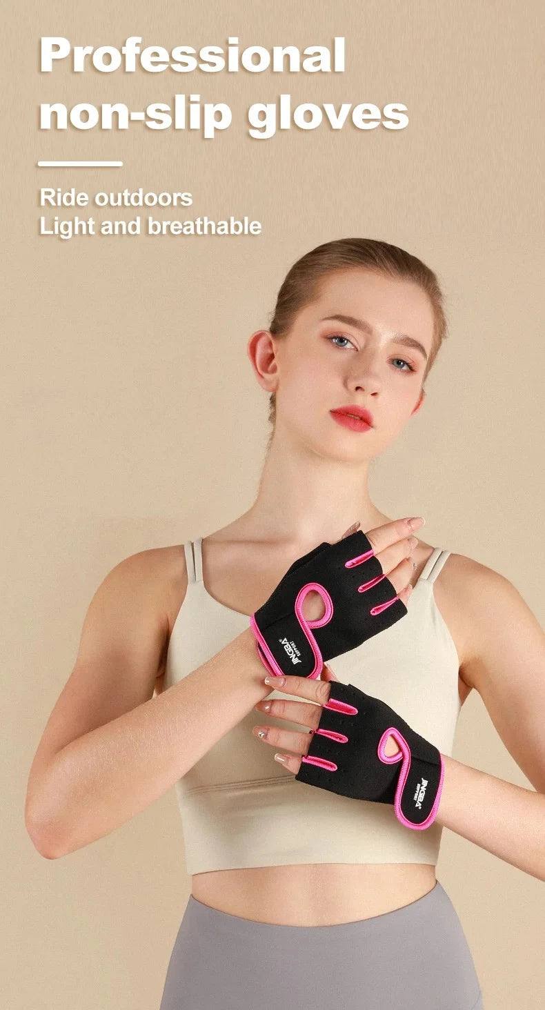 Fitness Half Finger Gloves Unisex Fitness Gym Weightlifting Exercise Gloves Silicone Anti Slip Breathable Outdoor Cycling Gloves