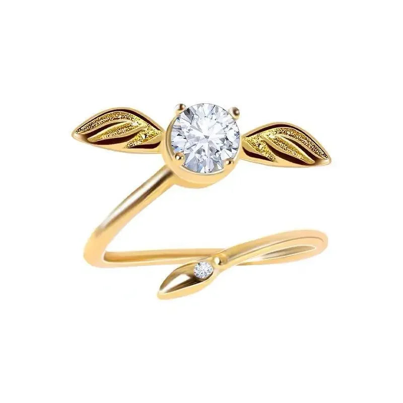 Gold-plated Snitch Ring Harries Derivative Peripheral Cosplay Potters Rotatable Niche Fan Little Wings Ring Women Jewelry Gifts