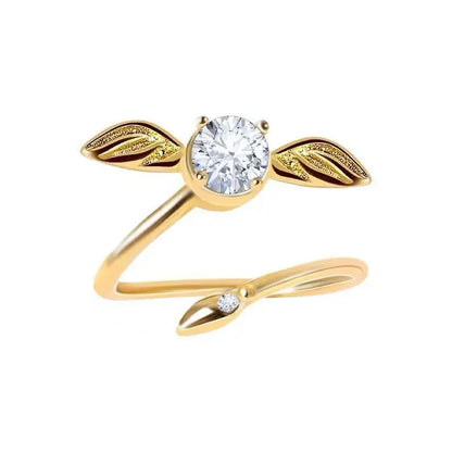 Gold-plated Snitch Ring Harries Derivative Peripheral Cosplay Potters Rotatable Niche Fan Little Wings Ring Women Jewelry Gifts
