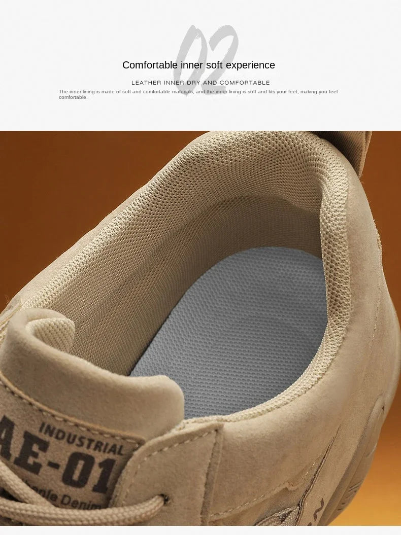 Ankle Boots For Men 2025 Spring Man Casual Sneakers Non Slip Khaki Work Mens Shoe Short Boots Loafers Lace Up Zapatillas Hombre