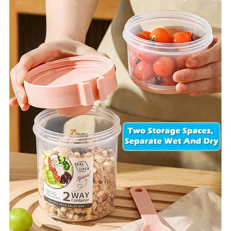 Carry Breakfast Cups, Salad Cups, Yogurt Cereal, Oatmeal Snacks, Parfait Containers and Salad Dressing Holders with Forks!