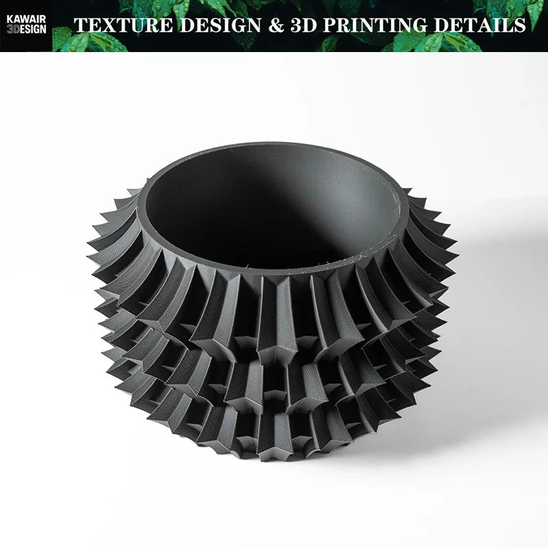 3D Printed Eco-Friendly Irregular Geometry Plant Pot Textured Lines Biodegradable maceta for Home Decoration  Sustainable Gift