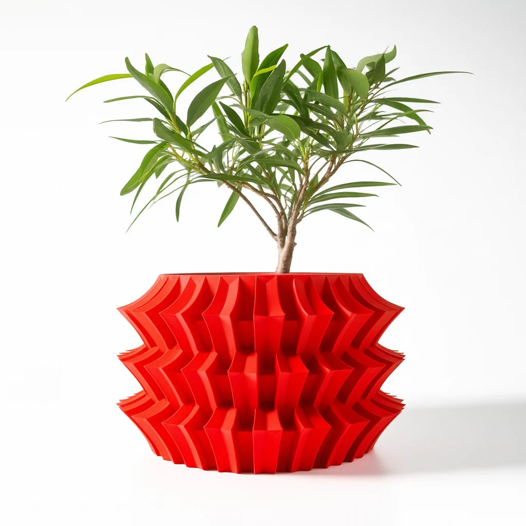 3D Printed Eco-Friendly Irregular Geometry Plant Pot Textured Lines Biodegradable maceta for Home Decoration  Sustainable Gift