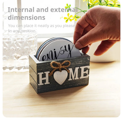 Home Love Wooden Set Lnsulated Coasters Kitchen Tableware Anti Scald And Household Use Cup Trays Decor Accessories