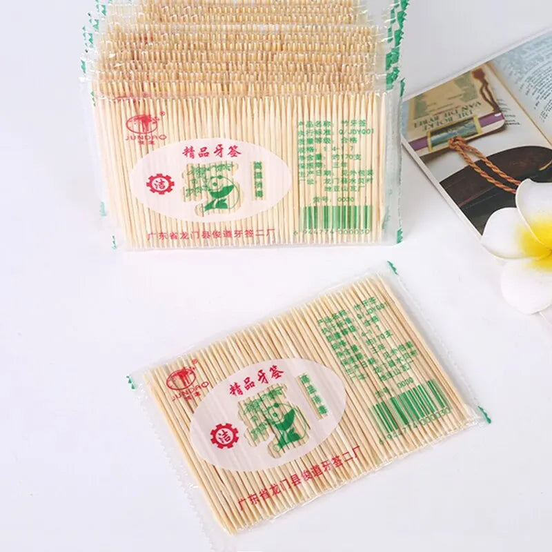 1000pcs Green Environmentally Friendly Bamboo Production Disposable Double-sided Fine Toothpicks Healthy Household Durable