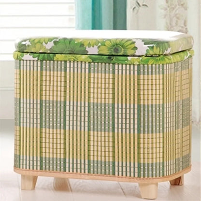 Eco-Friendly Bamboo Woven Storage Stool Wooden Multi-Functional Organizer Box Sofa Bench for Hallway Balcony Shoe Footrest