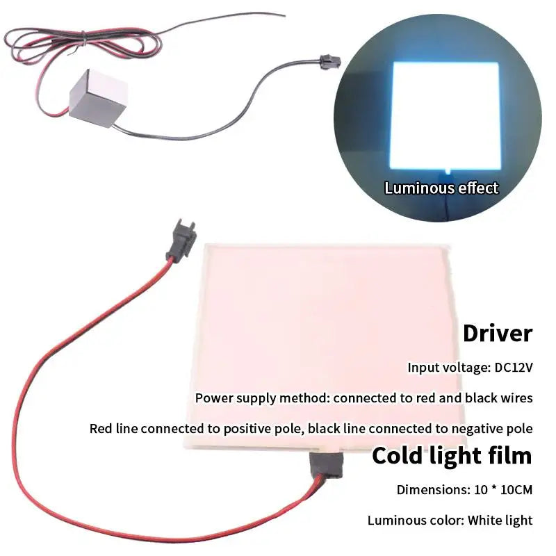 Electroluminescent Eco-friendly Light Source, 12V, Adjustable DIY Frame, Flexible 10x10cm EL Backlight.