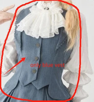 Autumn Winter Clothing Set Ladies Elegant Long Sleeve White Shirt Blouses Retro Vest with Fishbone Skirt Lolita 3 Piece Outfits