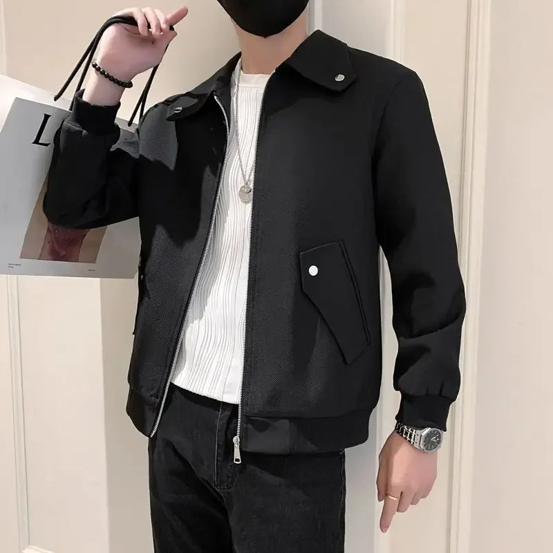 New Spring 2023 Casual Men's Jacket Trendy Lapel Blazer Korean Style Lightweight Easygoing Fashion Coat For Men