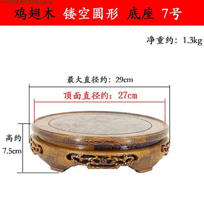 Eco-friendly Wooden Plant Stand Exquisite Carved Bonsai Holder Vase Flower Pot Sorting Table Shelf Home Decoration Wood Pedestal
