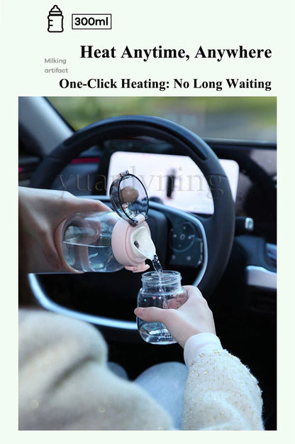 300ml Thermostatic Water Cup for Baby Smart Portable Baby Warm Bottle with Temperature Display USB Charge Wireless Heating Cup