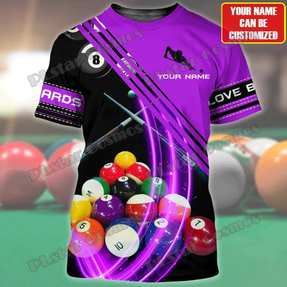 Billiard Player Personalized Name 3D All Over Printed Men's T-shirt Summer Unisex Casual t shirt Gift For Billiard Lover TX-185