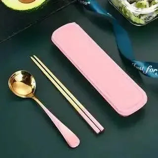 Eco Friendly Dinnerware Set, Portable Cutlery Sets With Case, Silverware Sets, 304 Kitchen Accessories Fork Spoon Gold Knife