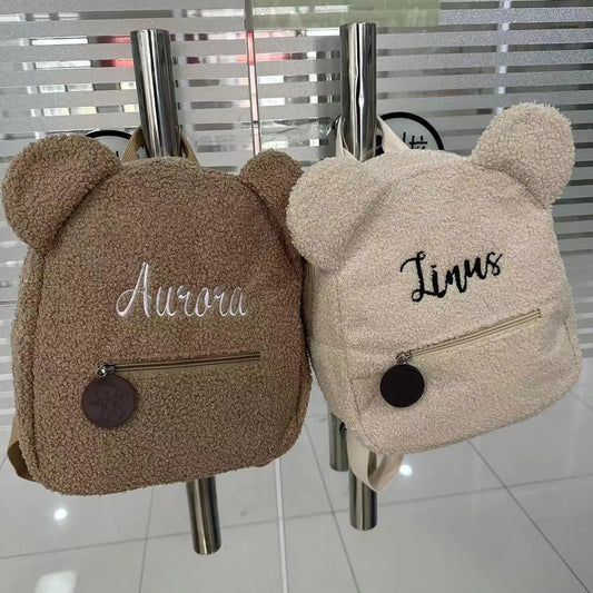 Custom Bear Backpacks Personalized Unique Name For Kids Travel Rucksacks Soft Shoulder Straps Cute Bear Shaped Shoulder Bags