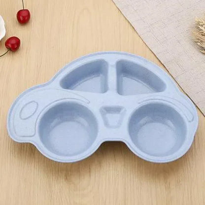 Cartoon Car Shape Environmentally Separated Child Food Plates, Toddler Infant Baby Dishes, Kids Dinnerware Tableware Tray