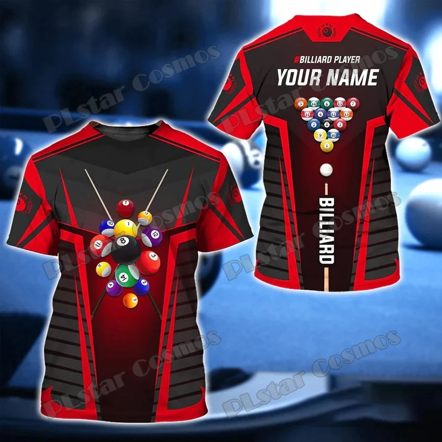 Billiard Player Personalized Name 3D All Over Printed Men's T-shirt Summer Unisex Casual t shirt Gift For Billiard Lover TX-185