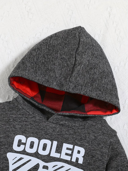 Boys Spring Autumn Casual Letter Print Hoodie And Pants Two-Piece Set Comfortable Breathable Clothing for Babies