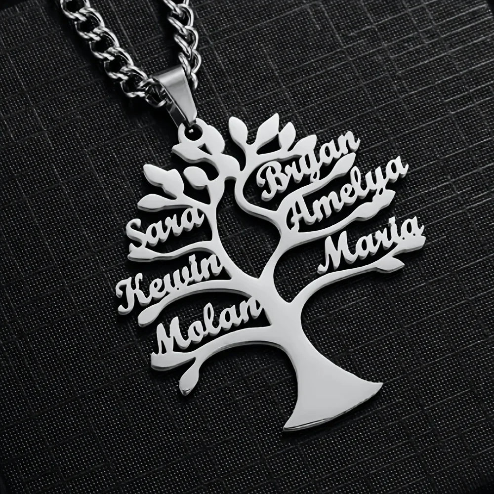 Custom Tree of Life Necklace Personalized Name Multiple Name Family Member Stainless Steel Necklace Jewelry Mother's Day Gift