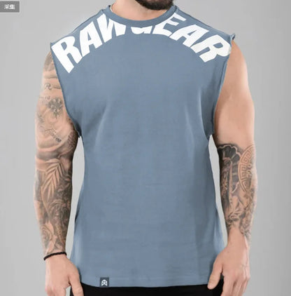 Men's Summer Trend Cotton Tank Tops Male Sweat Sleeveless Shirt Muscle Sports Gym Fitness Workout O-Neck Vest Casual Clothing