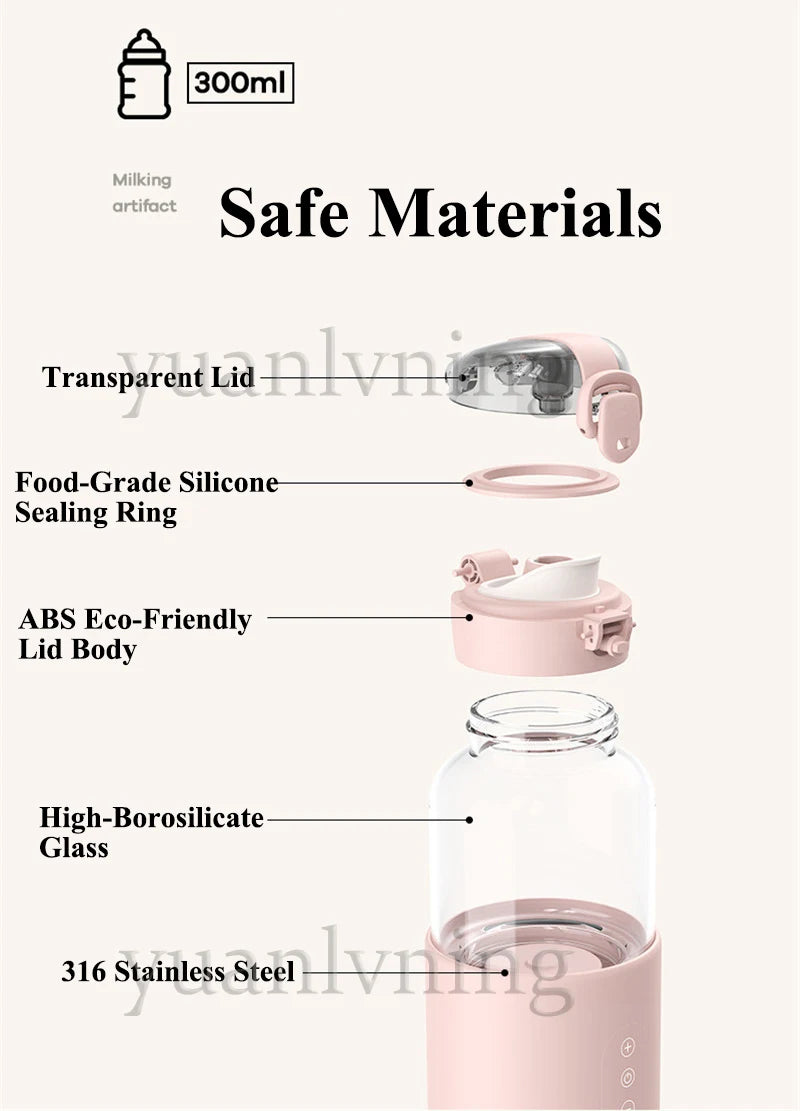 300ml Thermostatic Water Cup for Baby Smart Portable Baby Warm Bottle with Temperature Display USB Charge Wireless Heating Cup