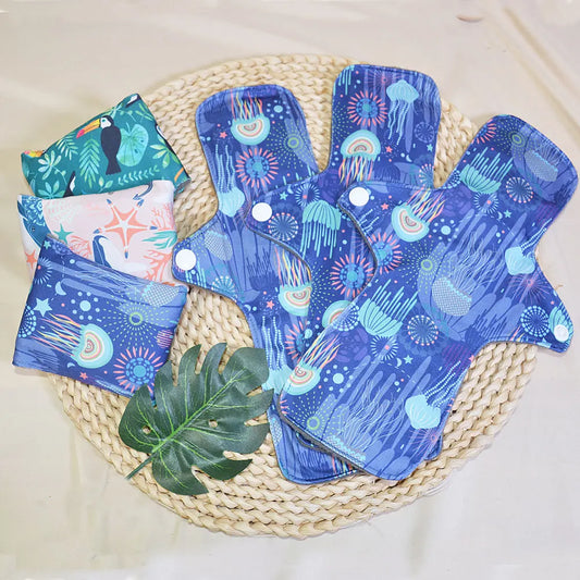 Eezkoala Eco-friendly  Cloth Menstrual Pad Fashion Pattern Polar Fleece Sanitary Pad Reusable Good absorbent Mama pad 5 Pcs