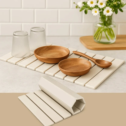 Eco-Friendly Portable Dish Drying Mat Diatom Mud High Absorbent Quick Drying Mat Non-Slip Foldable Collapsible Mat Home Use