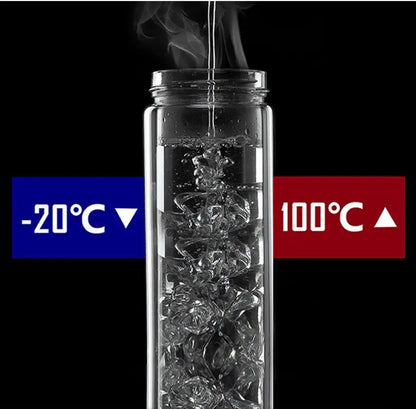 300/400/500ML Double Wall Glass Water Bottle Stainless Steel Filters Bamboo Lid Travel Home Drinkware Tea Infuser Office Tea Cup