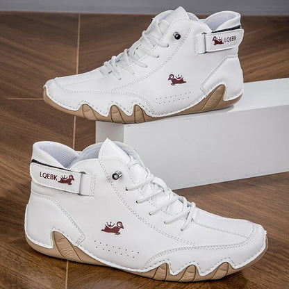 Boots for Men Casual High Top Sneakers Soft Sole Fashion Mens Slip-On Leather Driving Walking Shoes Comfort Luxury Ankle Boots