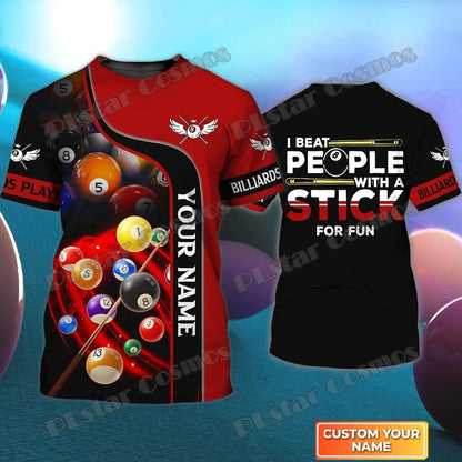 Billiard Player Personalized Name 3D All Over Printed Men's T-shirt Summer Unisex Casual t shirt Gift For Billiard Lover TX-185