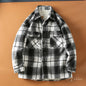 Autumn Winter American Sle Men's Casual irt Collared Fce Lined Thiened Brued Plaid Lamb Velvet Coat Youth Trend