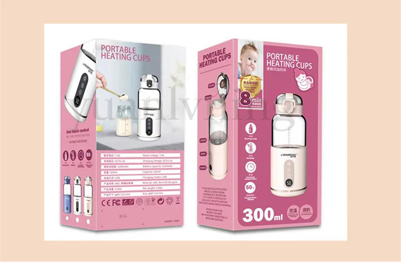 300ml Thermostatic Water Cup for Baby Smart Portable Baby Warm Bottle with Temperature Display USB Charge Wireless Heating Cup