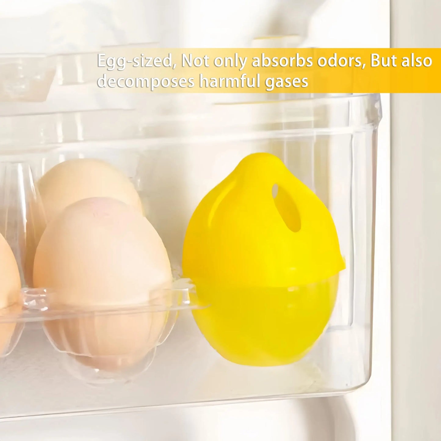 Set of 4 Eco-Friendly Fridge Refresheners - Odor Absorbing & Antibacterial, Cute Lemon Egg Shape, Safe for Food Storage