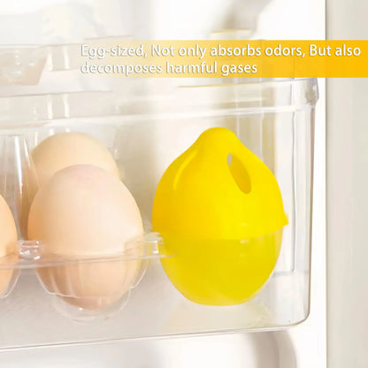Set of 4 Eco-Friendly Fridge Refresheners - Odor Absorbing & Antibacterial, Cute Lemon Egg Shape, Safe for Food Storage