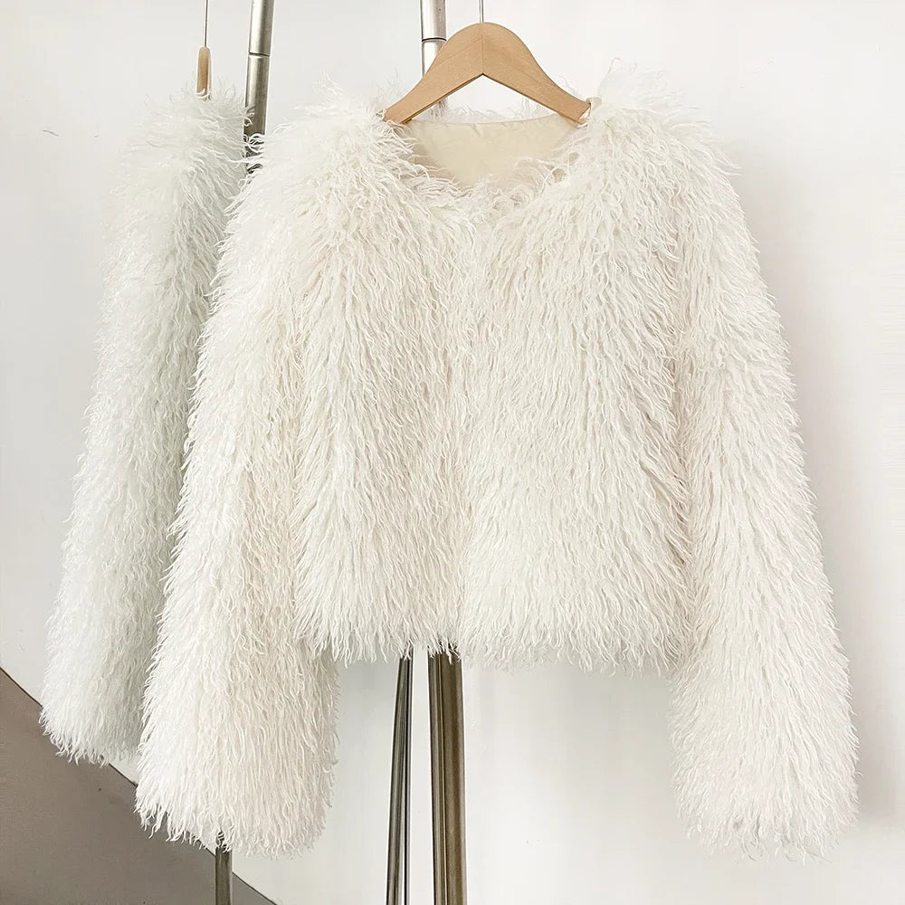 Fur Coat Eco-friendly Fur Jacket New Style Solid Color Women Clothing Cropped Jacket Direct From Manufacturer Eco-friendly Fur