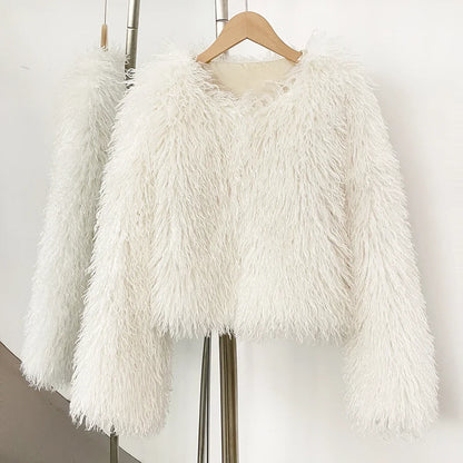 Fur Coat Eco-friendly Fur Jacket New Style Solid Color Women Clothing Cropped Jacket Direct From Manufacturer Eco-friendly Fur
