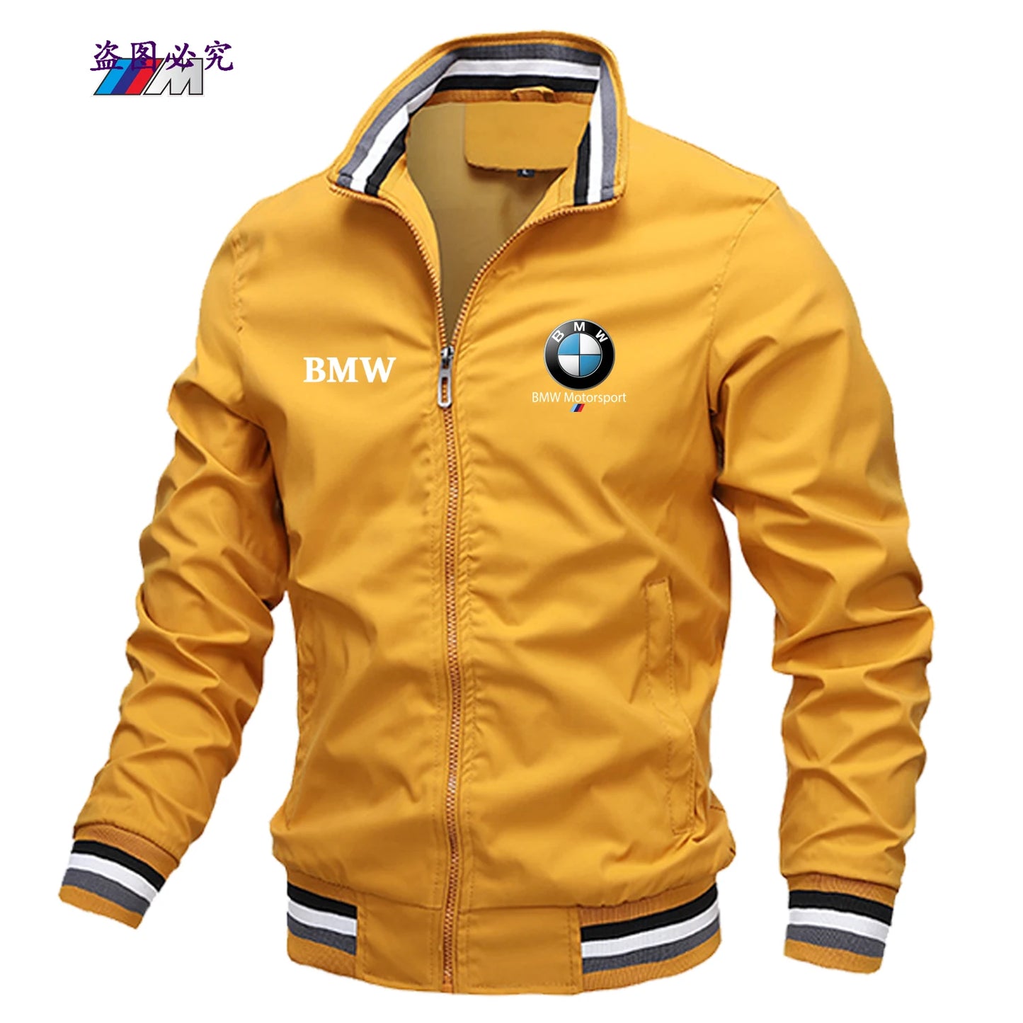 2025 New Men's and Women's Motorcycle Windproof Jacket BMW Car Logo Zipper Jacket BMW Printed Lapel Solid Color Jacket Men's