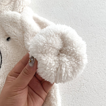 Baby Hooded Romper Bear Ears Cute Plush Baby Clothes Winter 0-2 Years Old Korean version Baby Clothes Baby Romper