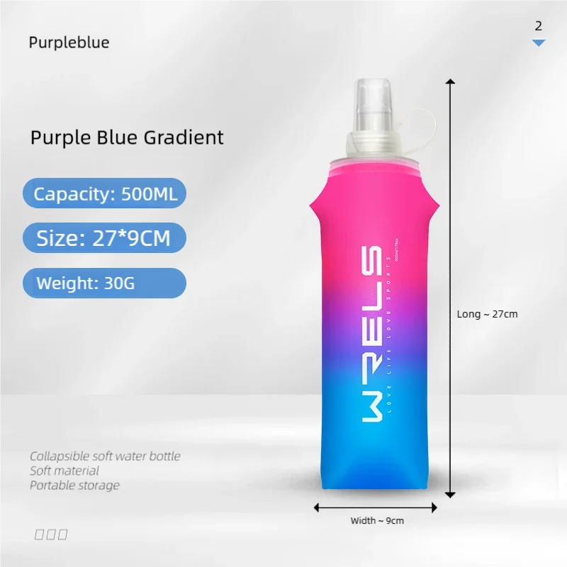 Sport Water Bottle TPU Folding Soft Flask Drink Portable Water Bottle High Flow Running Hiking Bicycle Fitness Water Bag