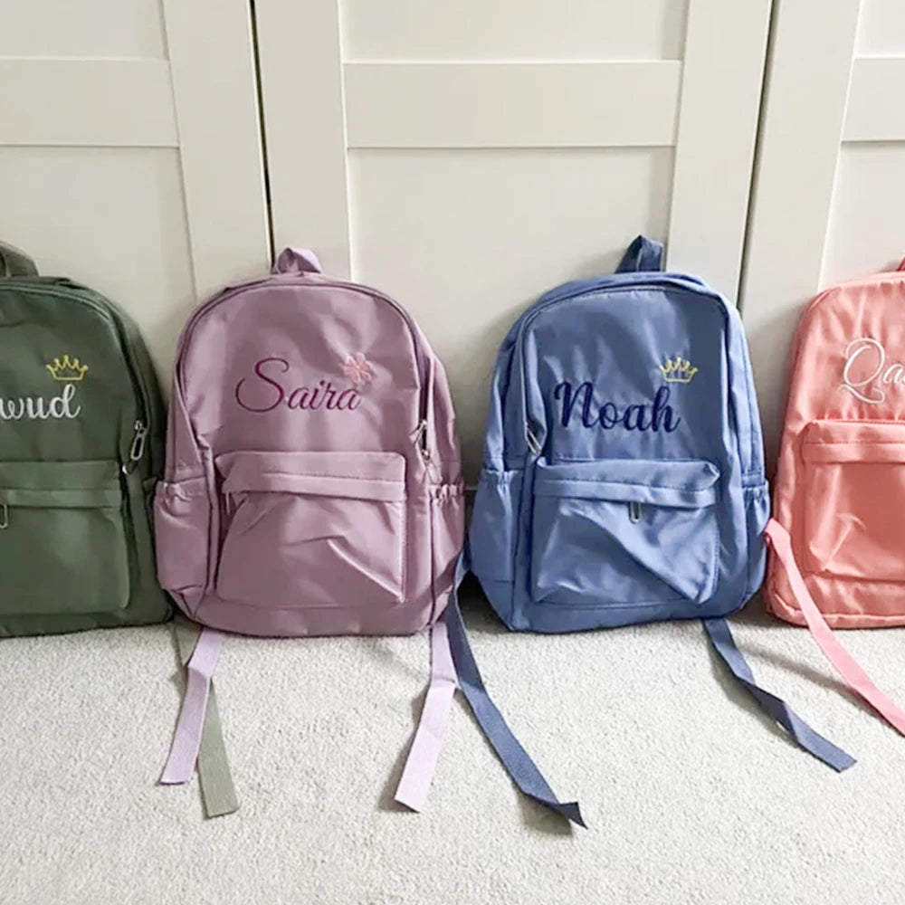 Customized New School Bags Personalized Name Embroidery Large Capacity Nylon Student Backpack Adult Children Travelling Bags