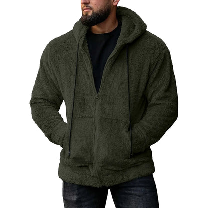 7 Color Option Men Fleece Hoodie Coats Autumn Winter Tie Collar Pocket Soft Flurry Fleece Zip Up Sweatshirt FYY-90090