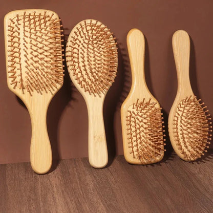 Eco-friendly Bamboo Hair Comb Natural Wooden Anti-Static Detangling Comb Scalp Massage Cushion Hair Styling Tool Unisex