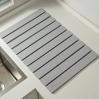 Eco-Friendly Portable Dish Drying Mat Diatom Mud High Absorbent Quick Drying Mat Non-Slip Foldable Collapsible Mat Home Use