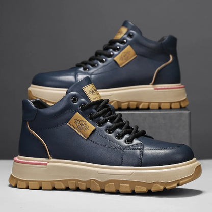 Men's Boots High Top Boots Mens Skateboard Shoes Anti Slip Man Sneakers Thick Bottom Lace Up Ankle Boots for Men Walking Shoes