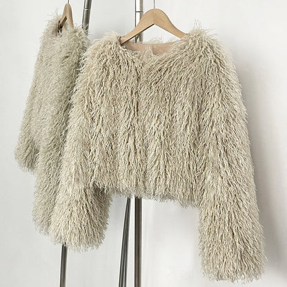 Fur Coat Eco-friendly Fur Jacket New Style Solid Color Women Clothing Cropped Jacket Direct From Manufacturer Eco-friendly Fur