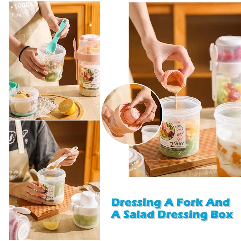 Carry Breakfast Cups, Salad Cups, Yogurt Cereal, Oatmeal Snacks, Parfait Containers and Salad Dressing Holders with Forks!