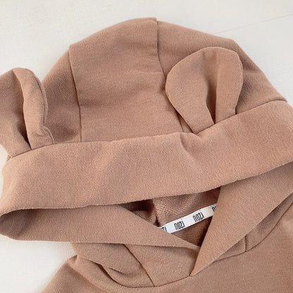 2023 Spring New Baby Boy Bear Hooded Sweatshirt Toddler Girls Cotton Clothes Embroidery Tops Kids Hoodies Outwear