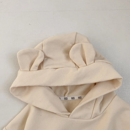 2023 Spring New Baby Boy Bear Hooded Sweatshirt Toddler Girls Cotton Clothes Embroidery Tops Kids Hoodies Outwear