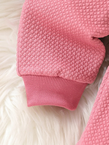 2-piece set of fashionable and casual round neck long sleeved hoodie and pants for baby girls in autumn