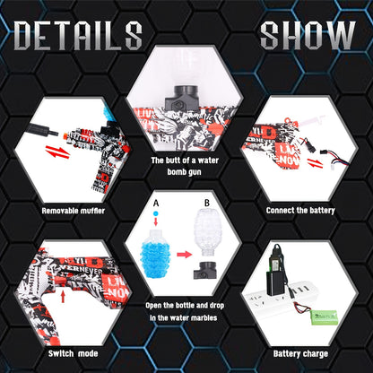 M416-Red Electric Blaster Gun Toys, Eco-Friendly Splatter Ball Blaster With Rechargeable Battery, without Water Beads