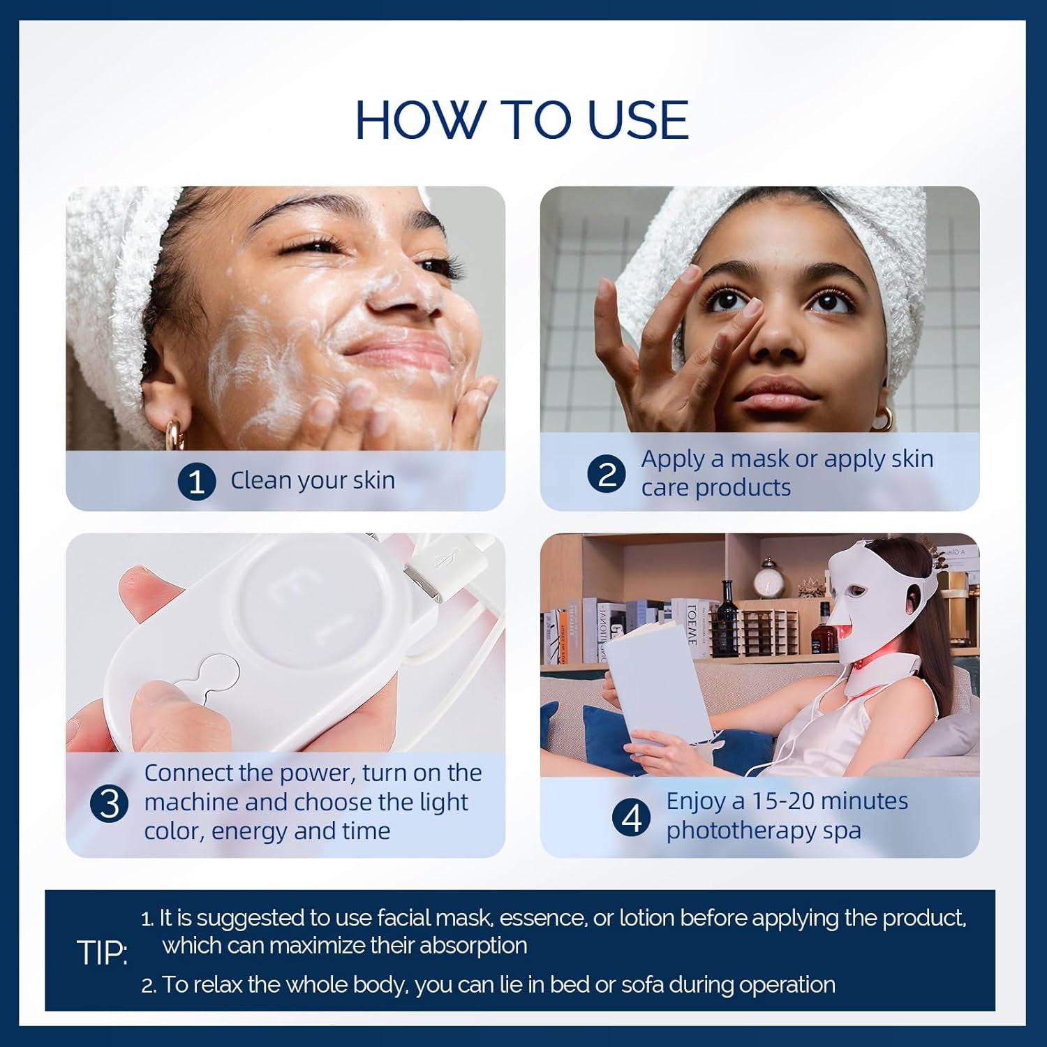 LED Face Light Therapy Mask with Remote Control, Red Light Therapy Mask for Face & Neck. Soft Silicone Beauty Device for Rejuvenation Skin Tightening Anti-Aging